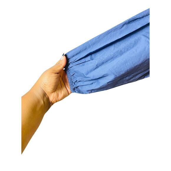 Old Navy Womens Long Sleeve Square Neck Smocked Cotton Midi Dress Blue XL - Picture 8 of 9